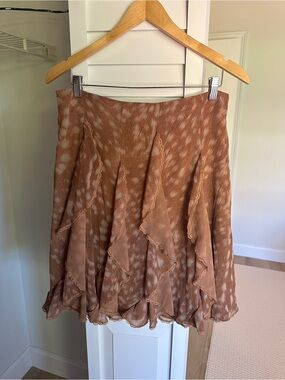 Women's Tiered Ruffle Skirt in Brown Animal Print